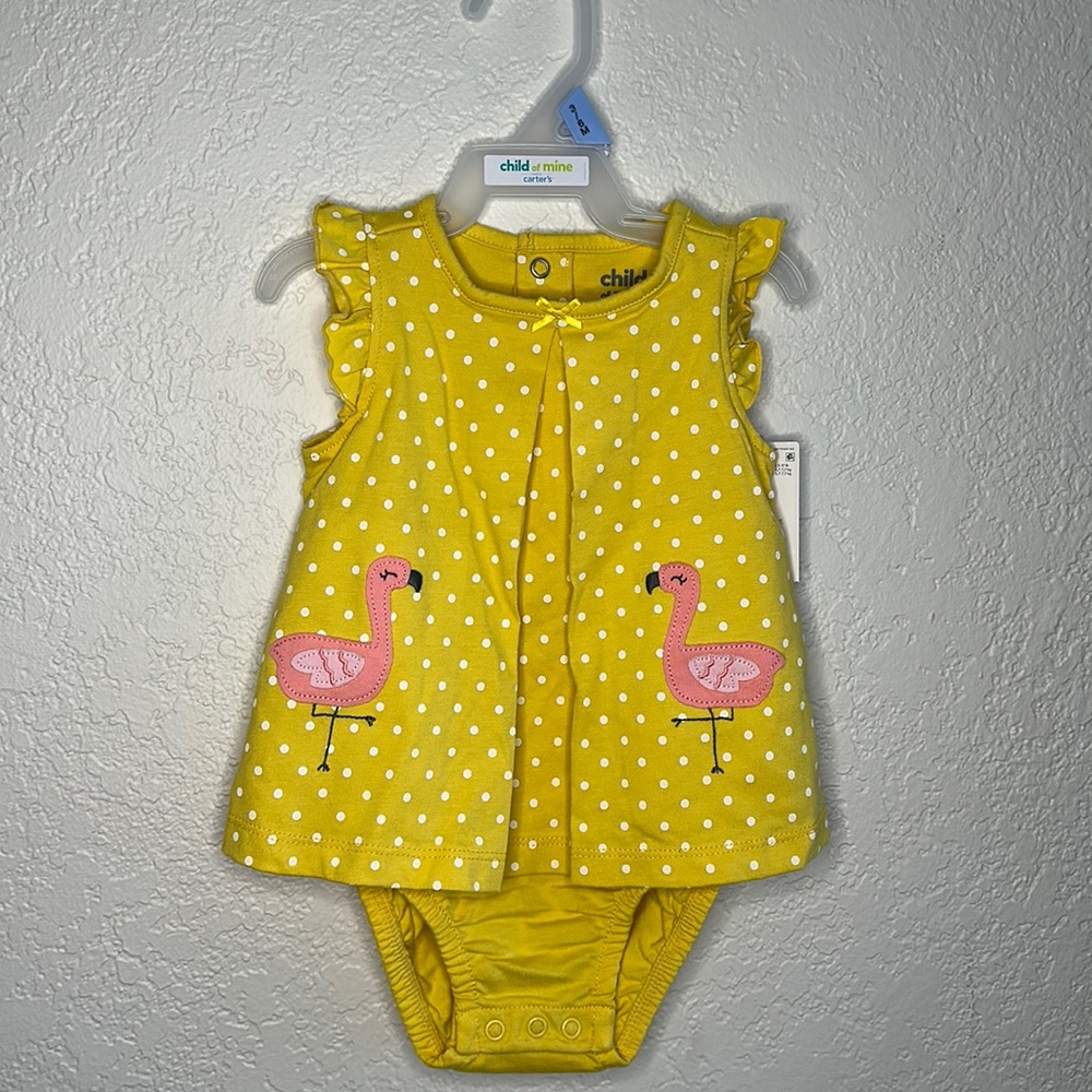 3-6 Month girls outfit flamingo